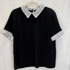 Black short sleeve blouse with